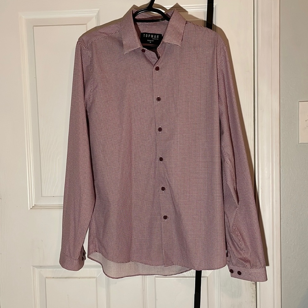 Red spotted button-down